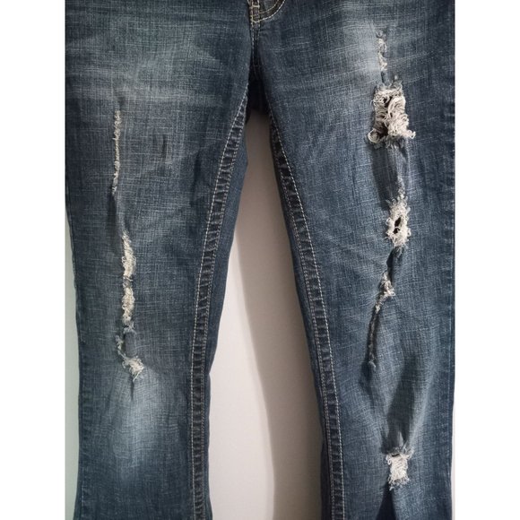 Hydraulic 9/10 Dark Wash Bailey Almost Boot Y2K 90s Distressed Denim Jeans - Picture 3 of 7